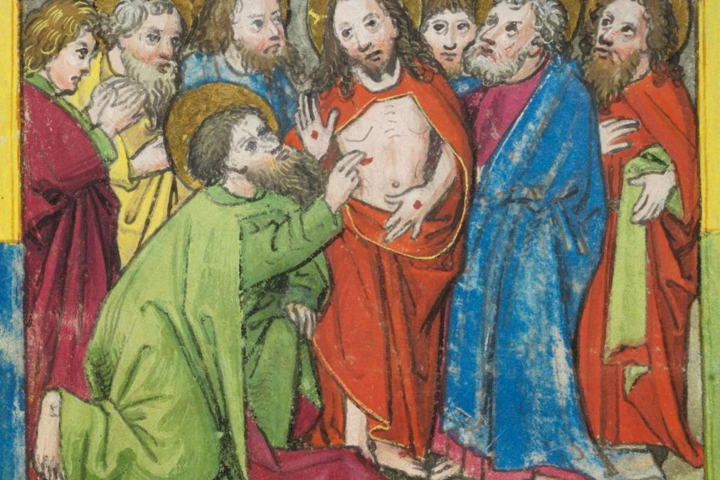 Ostern 2. Ostersonntag Hl. Thomas (c) mittelalterliche Buchmalerei