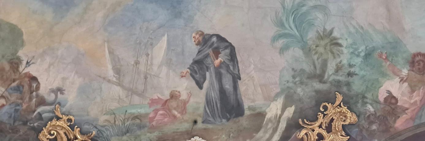 Augustinerkirche Mainz, Teil des Deckenfreskos im Hauptschiff