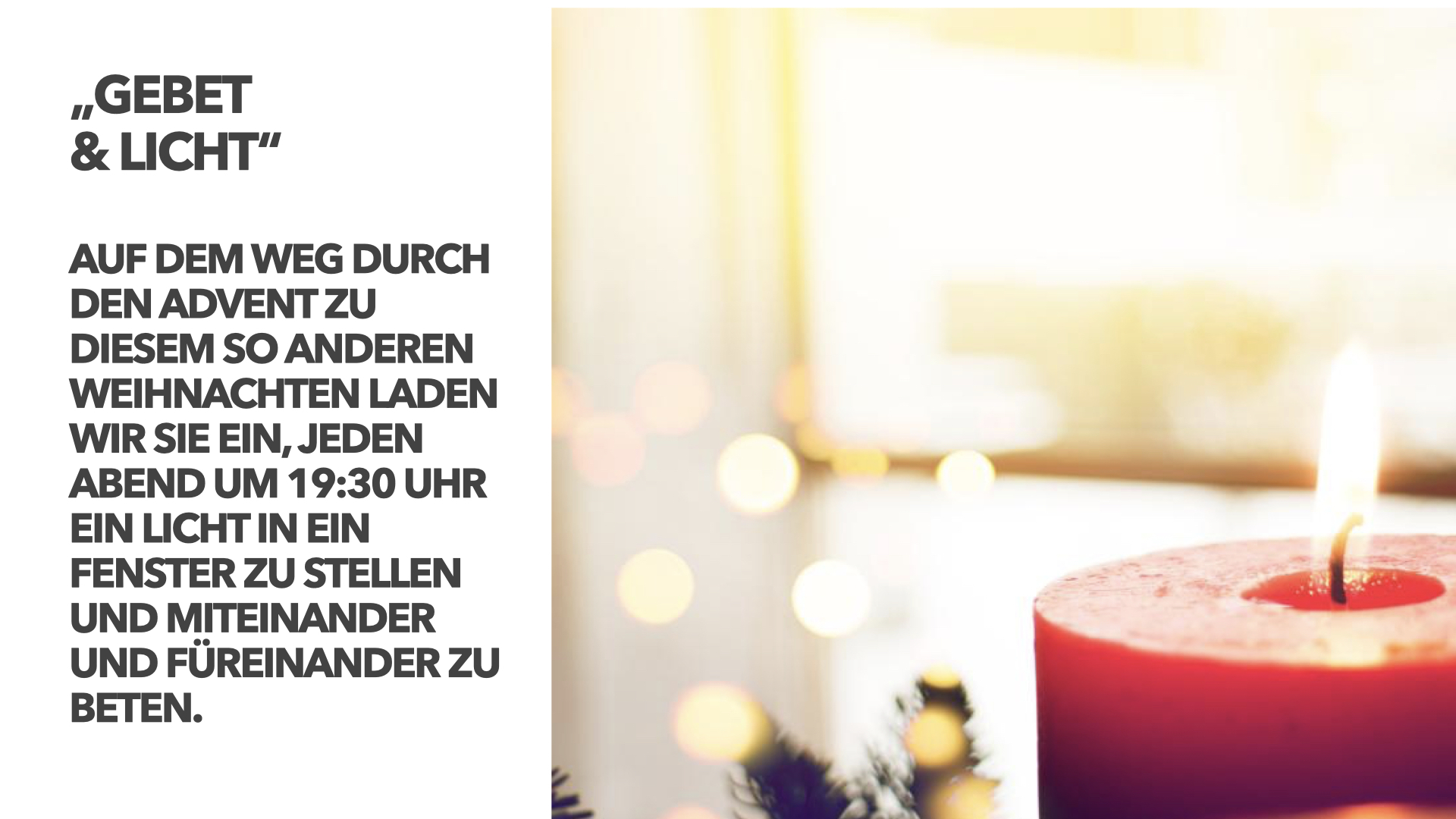 Gebet und Licht zu Weihnachten 2020 (c) unsplash.com / Bistum Mainz