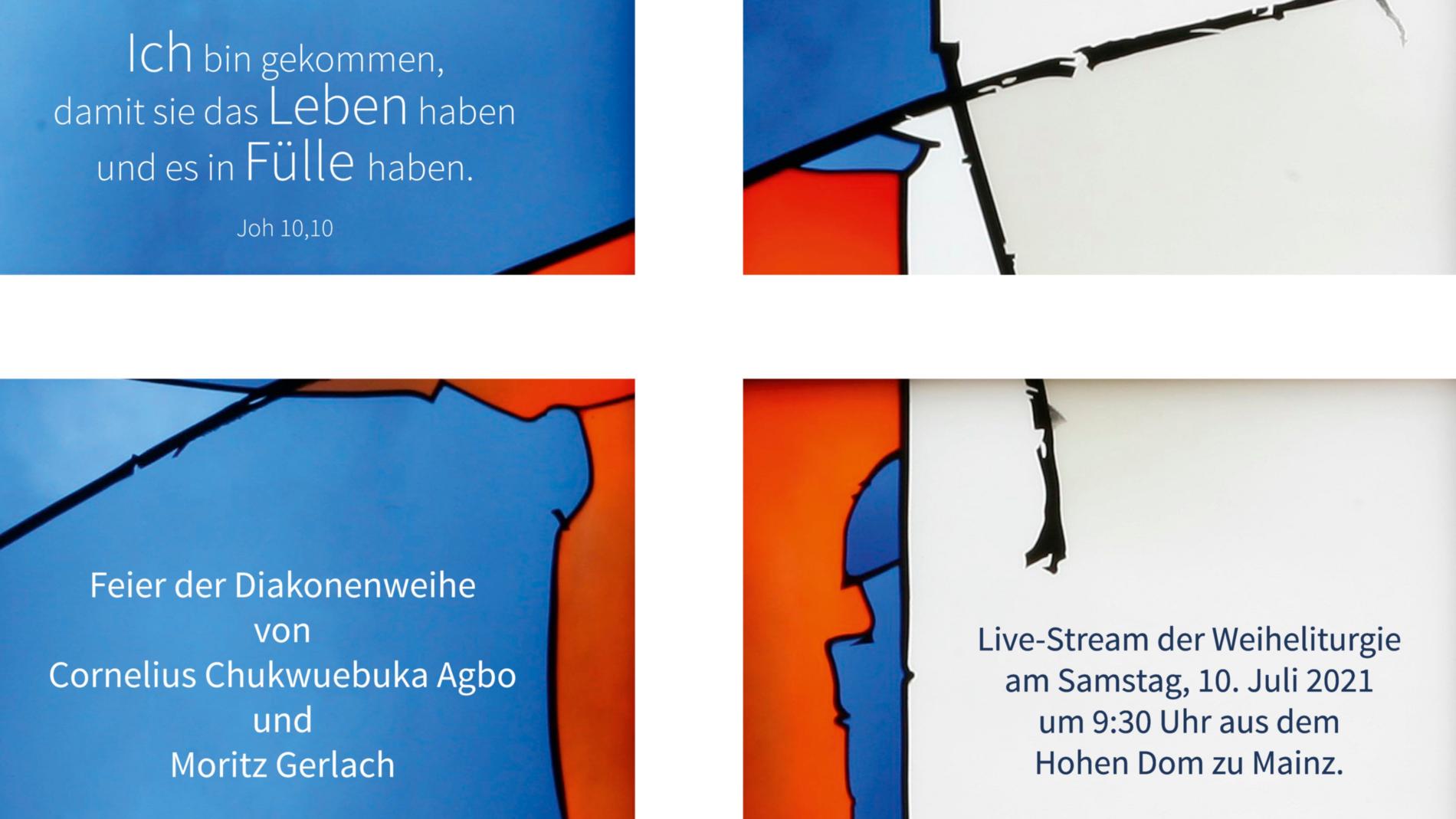 Diakonenweihe am 10. Juli 2021 um 9:30 Uhr im Mainzer Dom - Liveübertragung