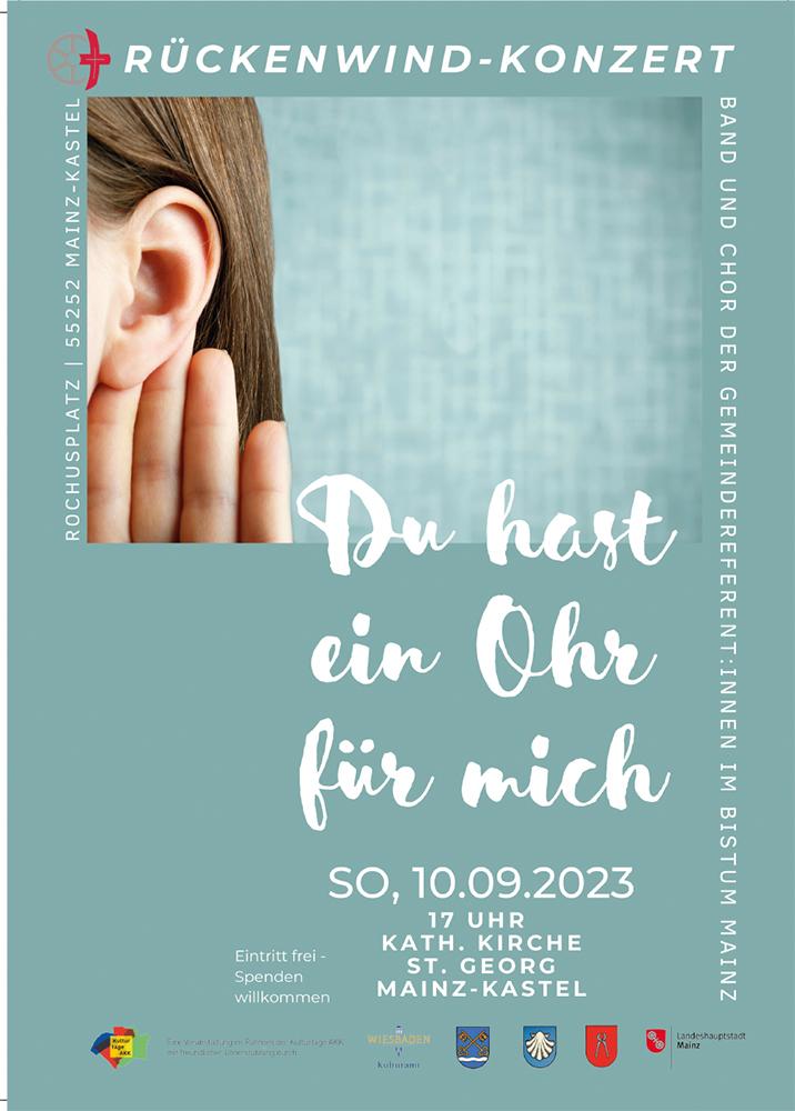 Einladung zum Rückenwindkonzert am 10. September 2023 um 17.00 Uhr, Kath. Kirche St. Georg, Mainz-Kastel (Rochusplatz, 55252 Mainz-Kastel)