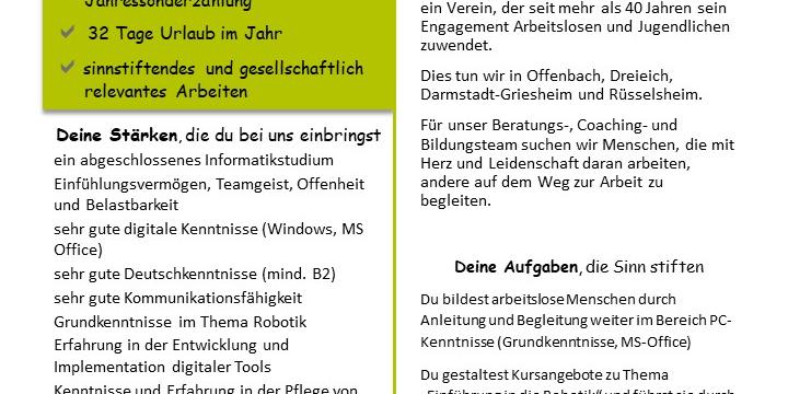 Stellenausschreibung Informatiker