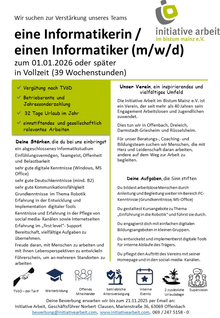 Stellenausschreibung Informatiker