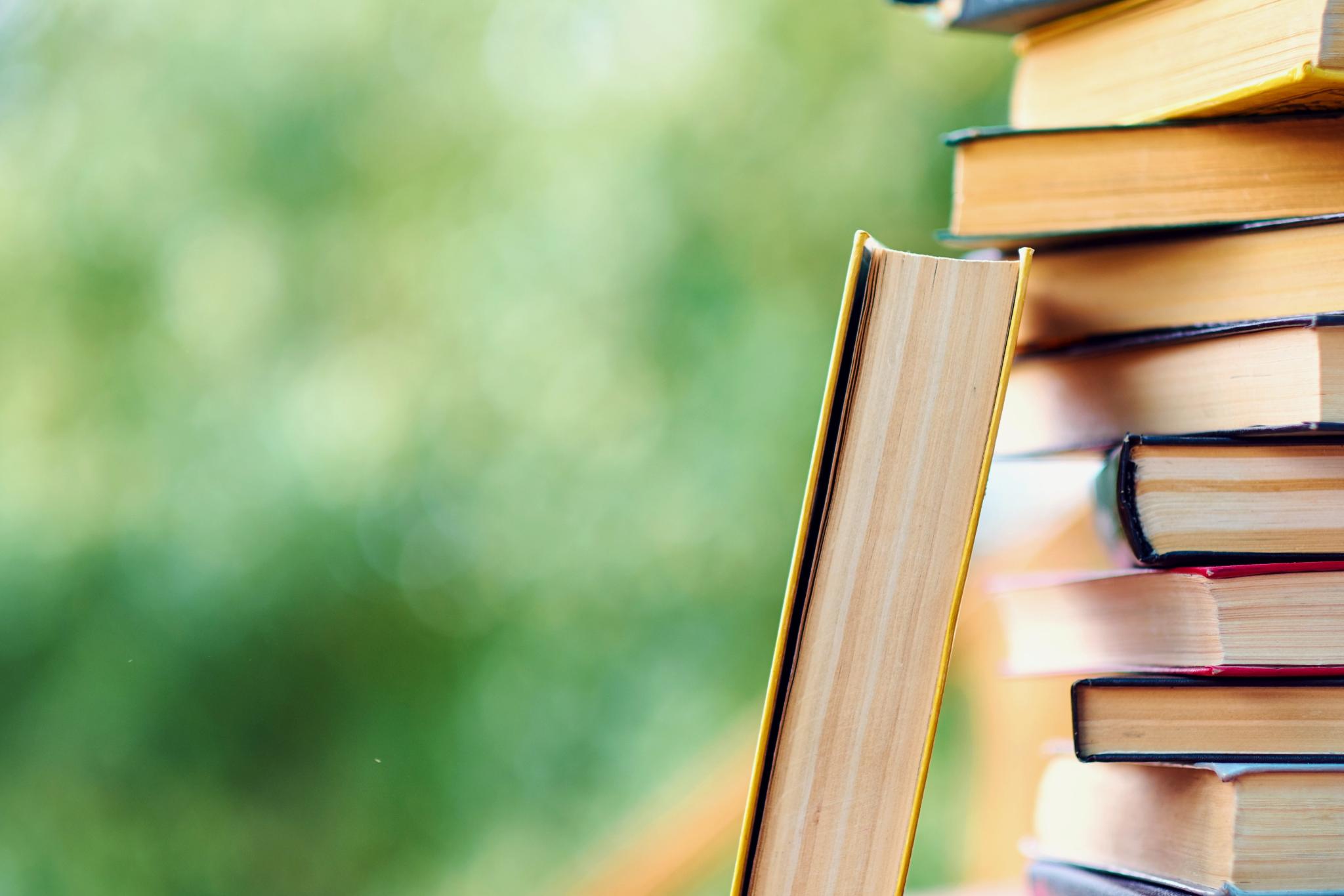 Bücherstapel im Grünen