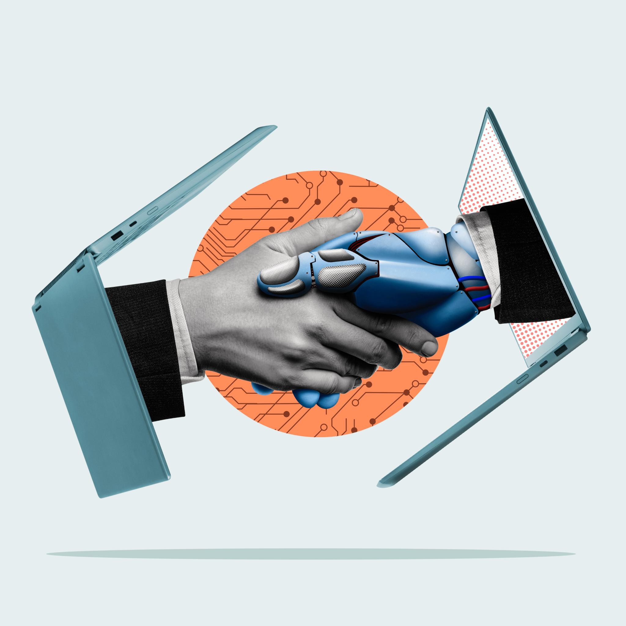 Handschlag zwischen Mensch und Roboter