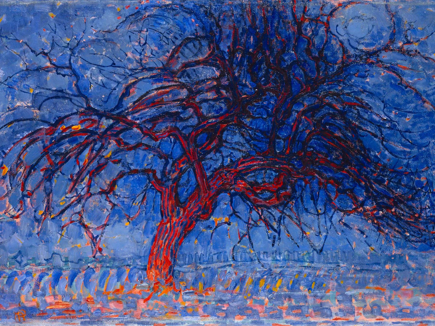 Piet_Mondrian,_1908-10,_Evening;_Red_Tree_(Avond;_De_rode_boom),_oil_on_canvas,_70_x_99_cm,_Gemeentemuseum_Den_Haag