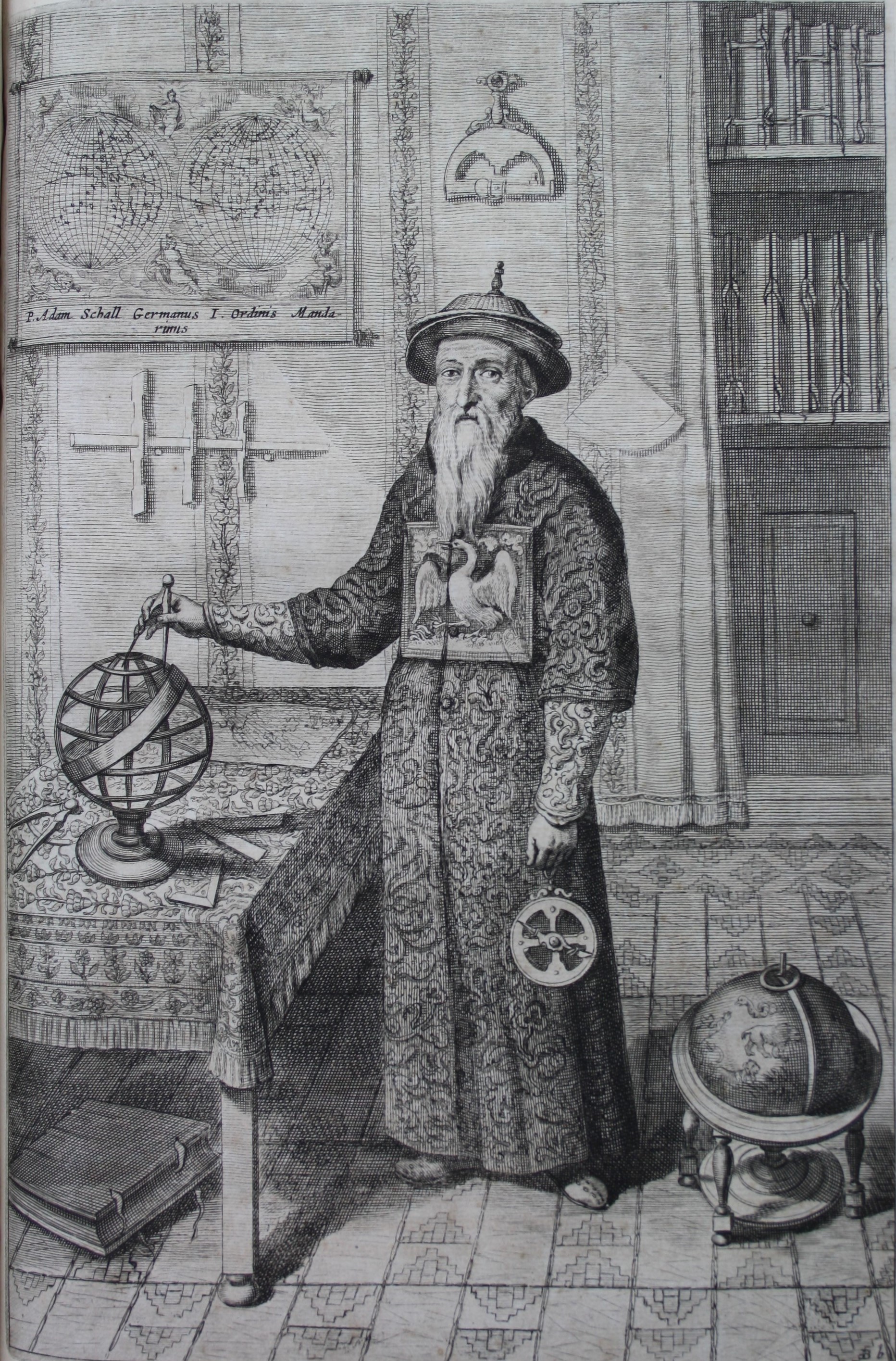 Hofastronom Adam Schall von Bell aus Athanasius Kircher, China monumentis illustrata Amsterdam 1667 (Martinus-Bibliothek Mainz, 16/789) (c) Martinus-Bibliothek