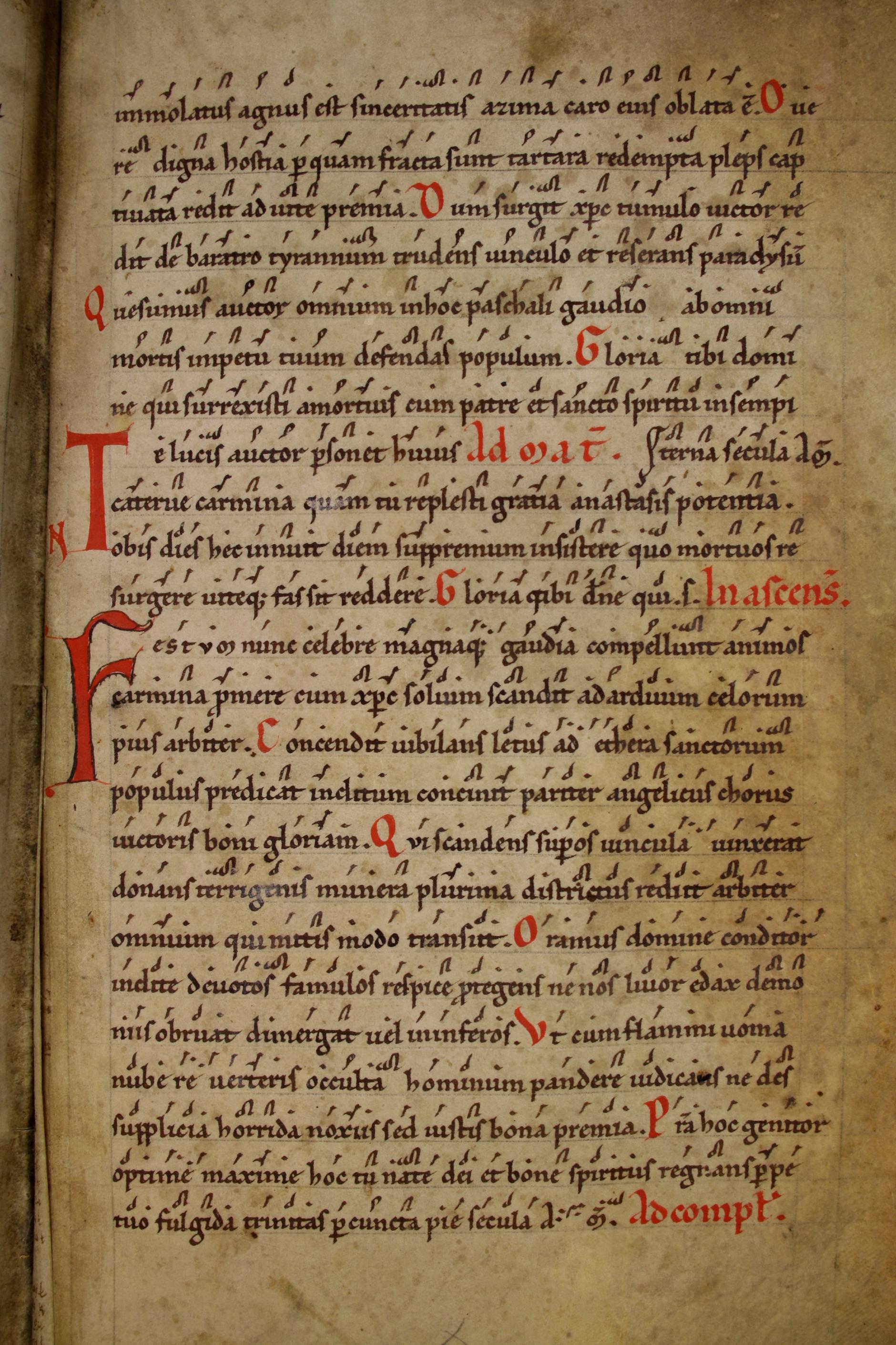 Digitalfoto einer Seite mit Neumen aus dem Psalterium - Mainz, St. Peter - 12. Jh. (c) Martinus-Bibliothek