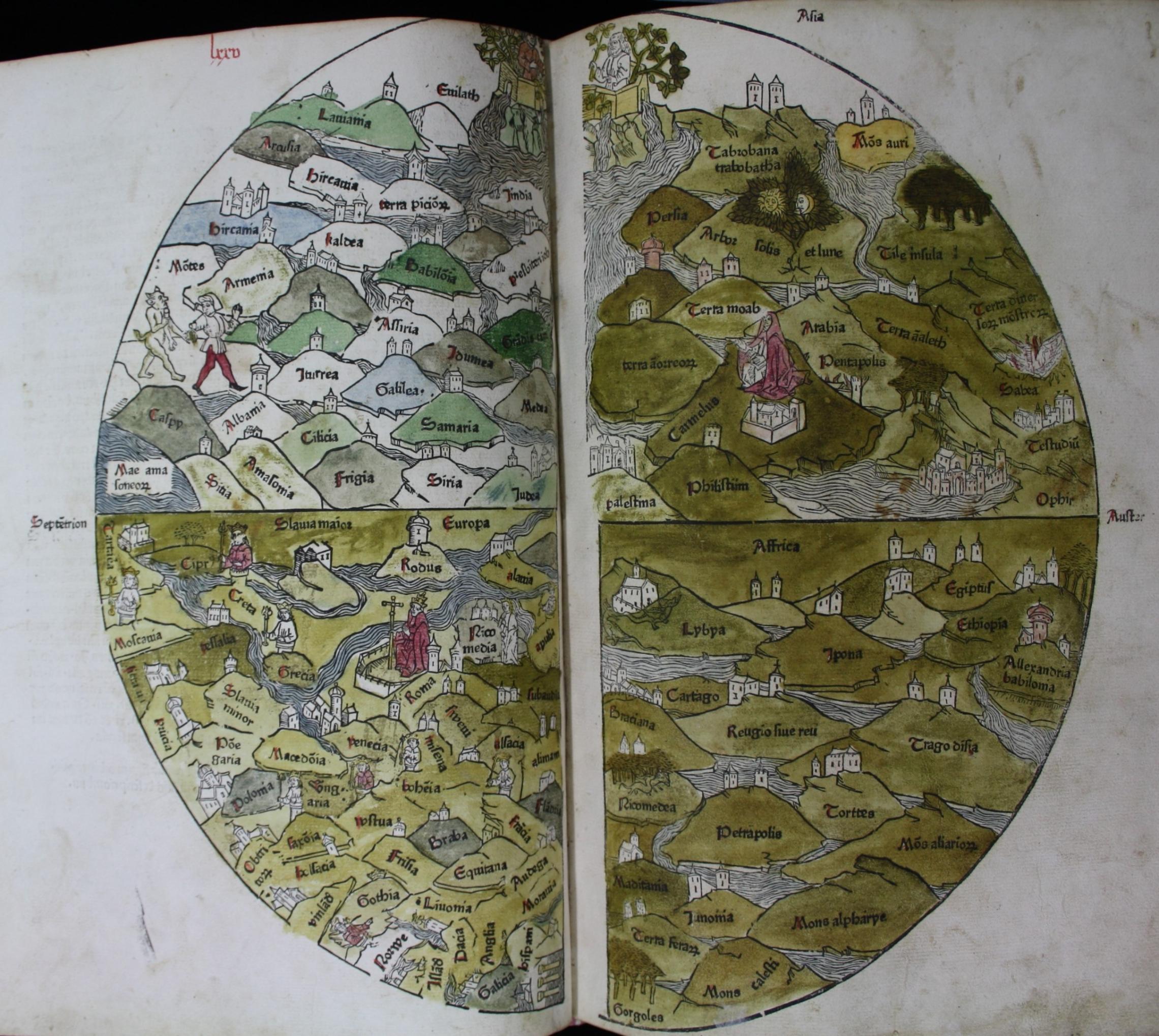 Erste gedruckte Weltkarte aus Rudimentum Novitiorum 1475 - digitales Foto (c) Martinus-Bibliothek