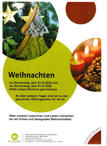 Bücherei Weihnachten 2025