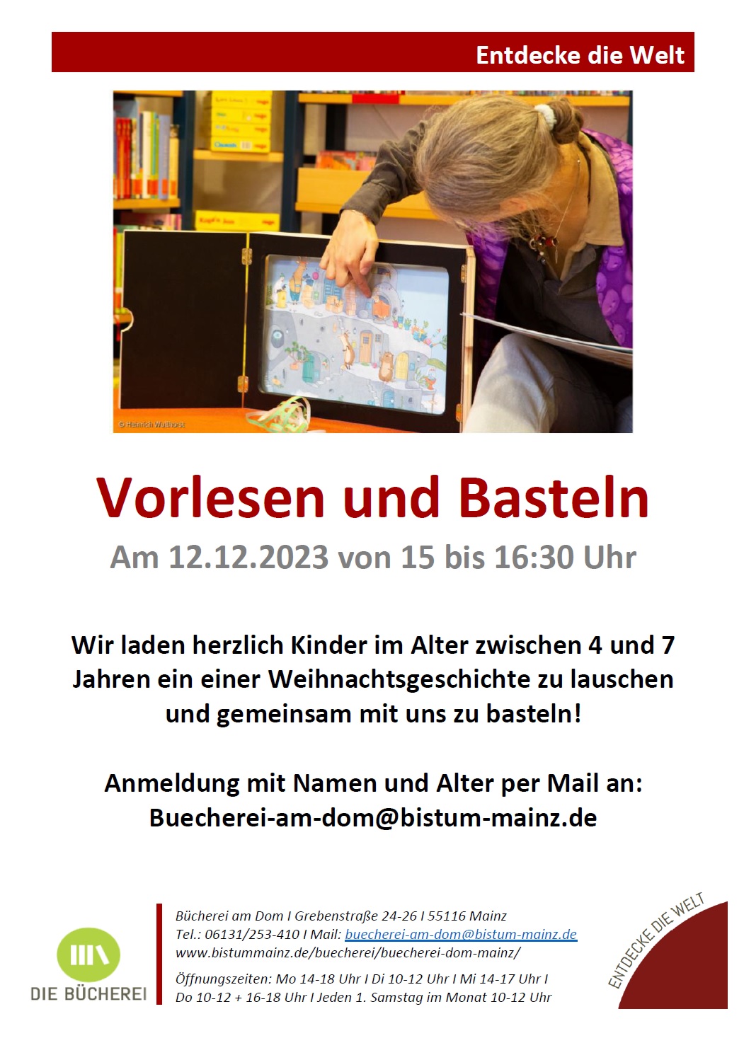 Vorelesen und Basteln (c) Bücherei am Dom Mainz