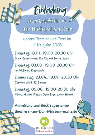 Plakat 'Lesekreis in der Bücherei am Dom'