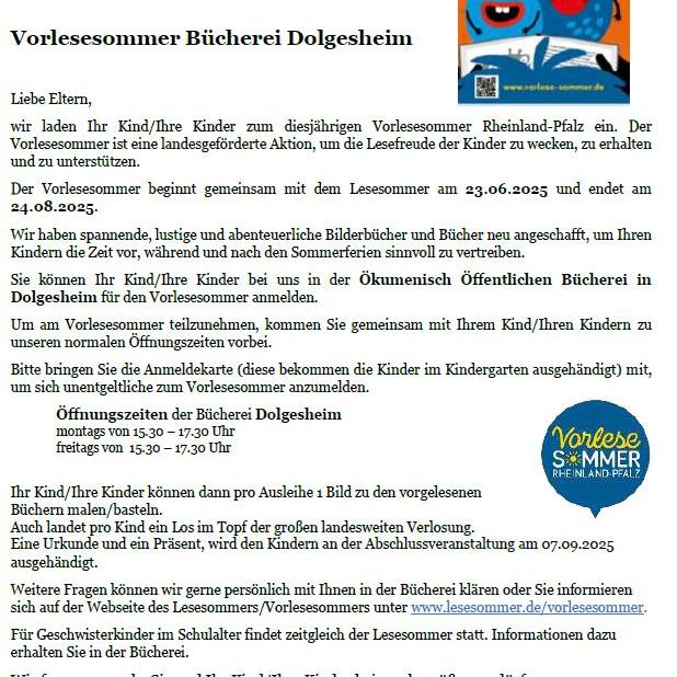 Elterninfo Vorlesesommer 2025