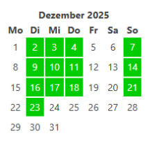 Kalenderblatt Dezember 2025 (c) Bücherei Einhausen