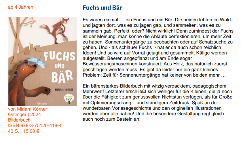 Fuchs und Bär (c) Vorschläge zum Motto - Stiftung Lesen