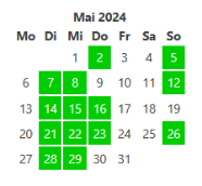 Öffnungstage im Mai (c) Buecherei