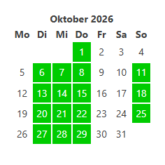 Kalenderblatt Oktober 2026 (c) Bücherei Einhausen