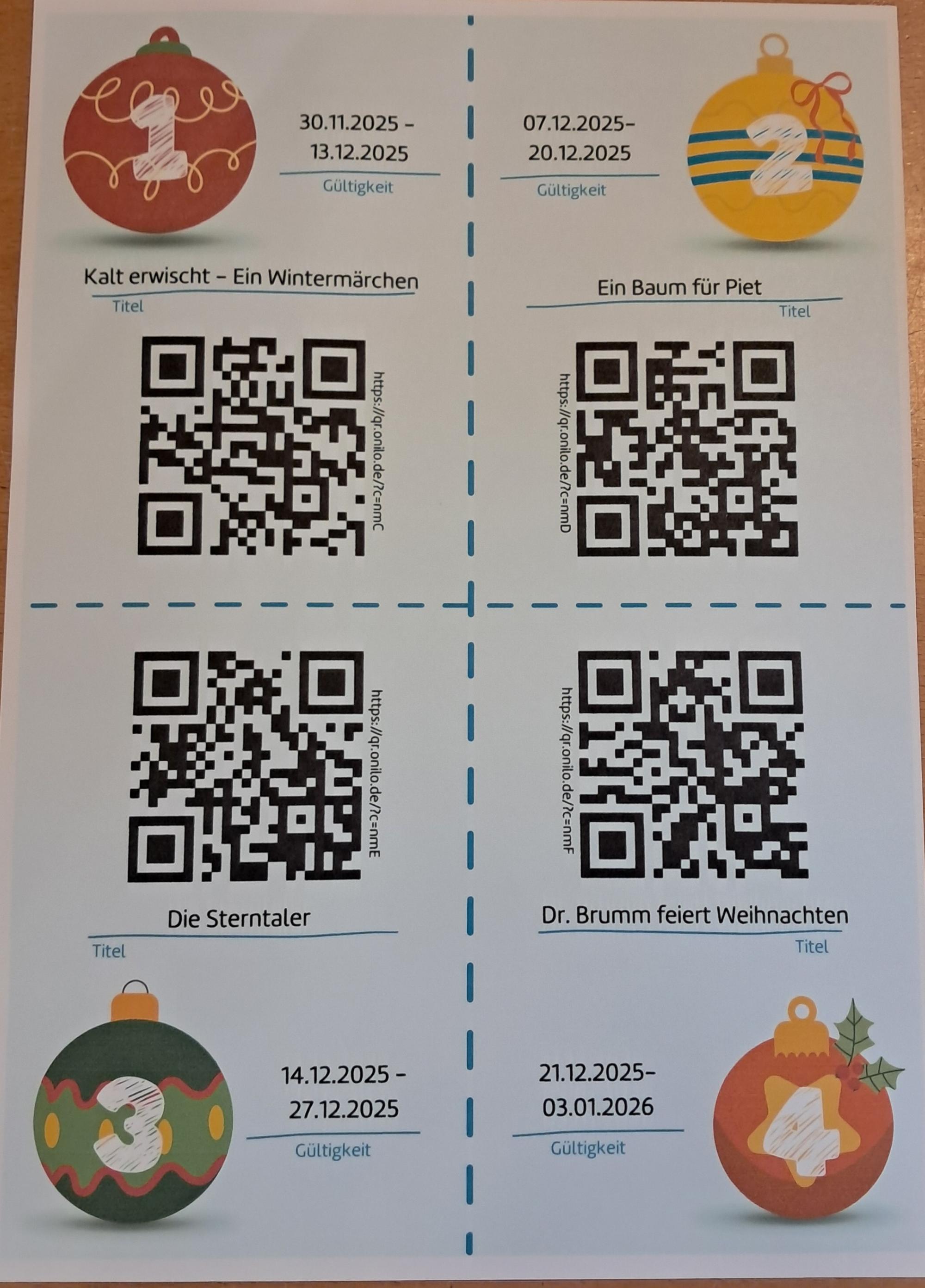 Onilo QR Code Weihnachtscountdown 2025