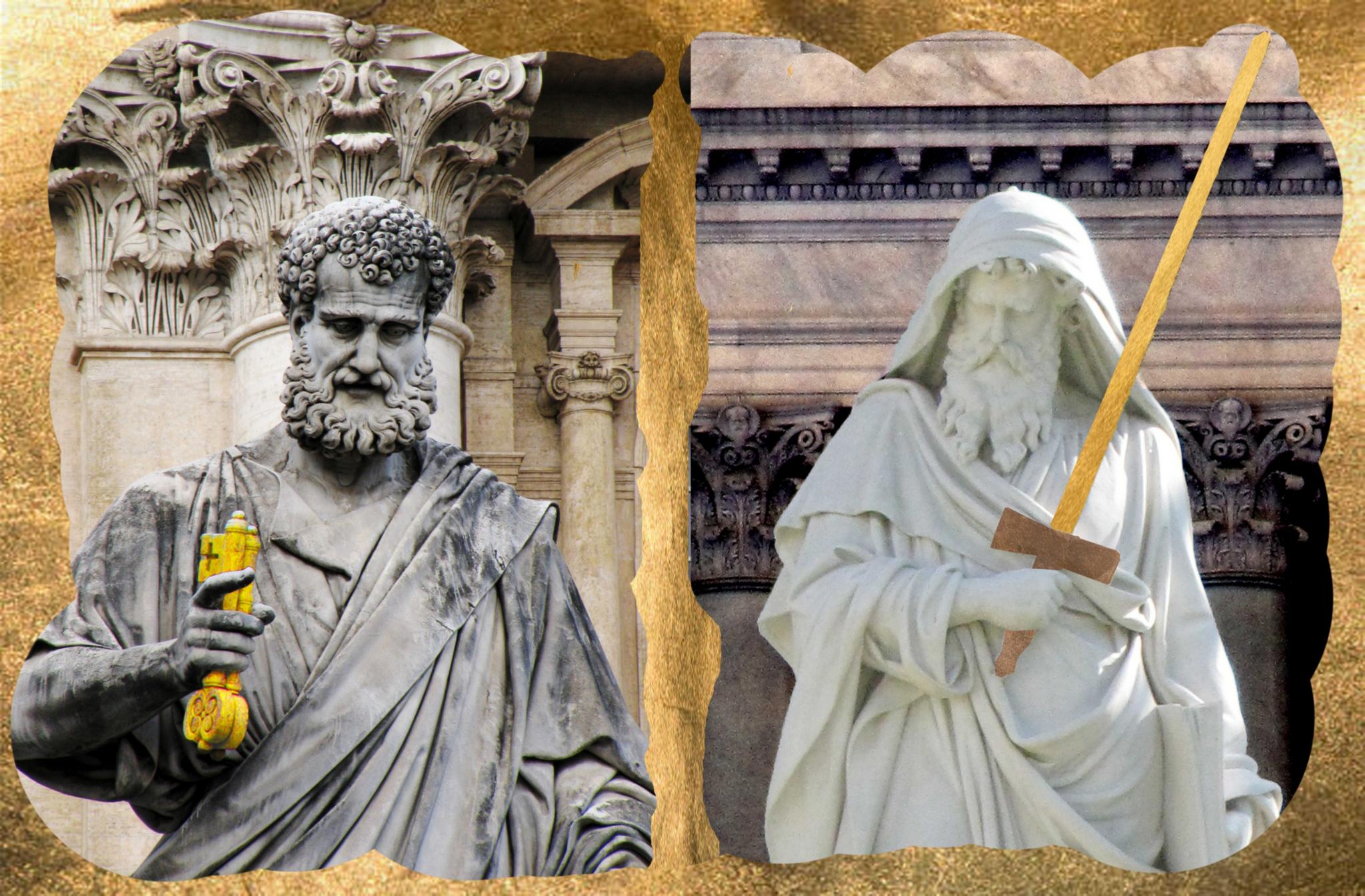 Petrus und Paulus als zwei Statuen