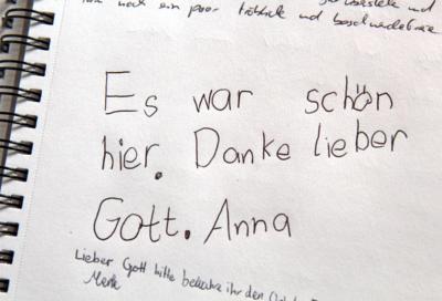 Dankeswort auf einem Blatt Papier