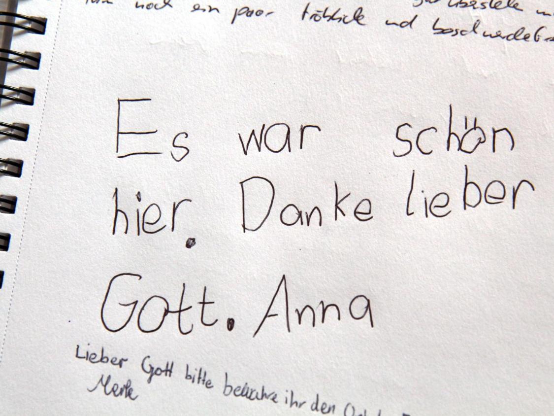 Dankeswort auf einem Blatt Papier