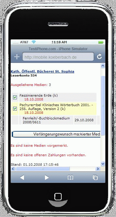 mobile.KoebErbach.de mit dem iPhone