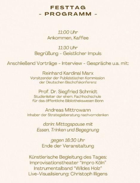 Programm 100 Jahre Buchsonntag (klicken zum Vergrößern) (c) Borromäusverein e.V.