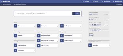 Startbildschirm der Bibliothekssoftware BVS Minerva