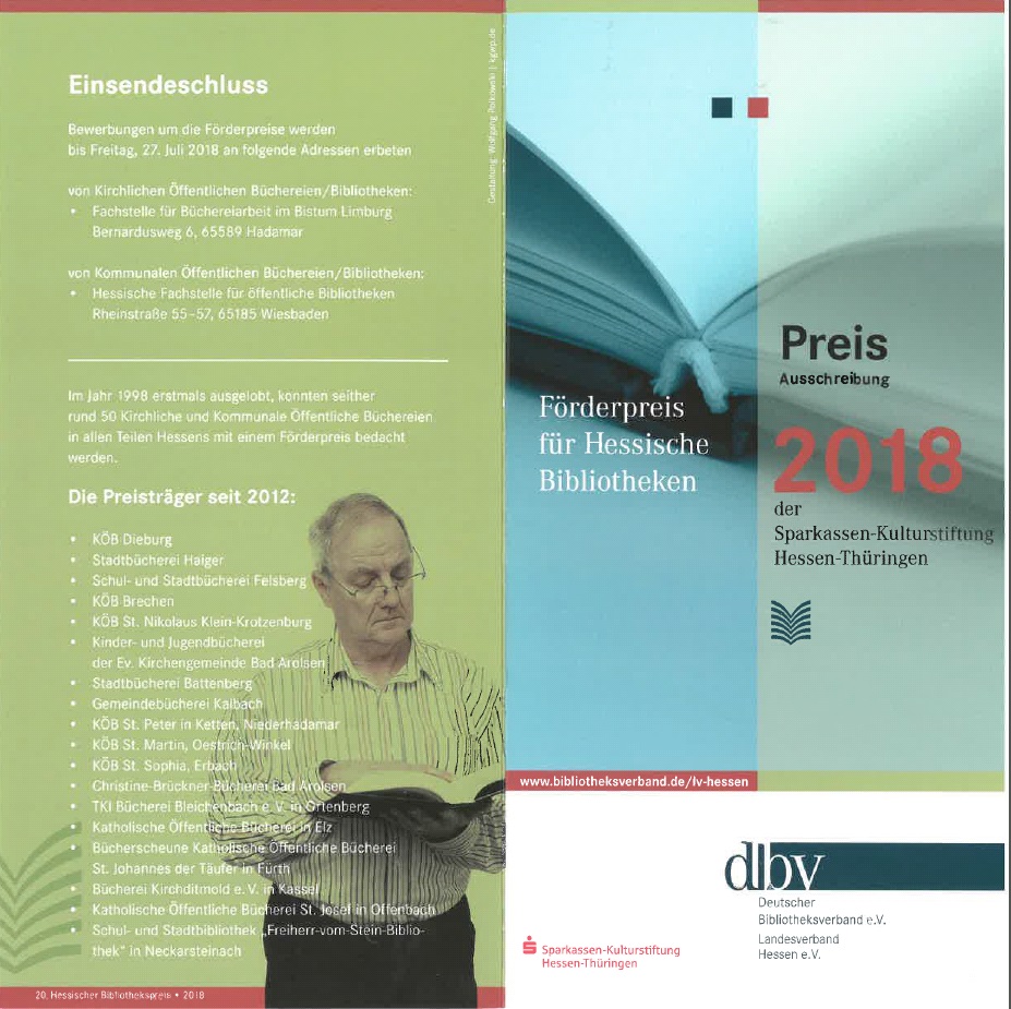 Bild Flyer Förderpreis Hessisches Bibliotheken von 2018 (c) dbv Hessen e.V.