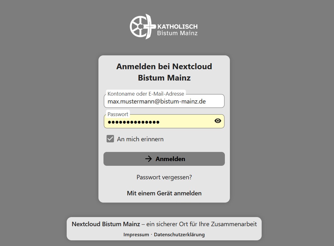 Login Nextcloud (c) Bistum Mainz