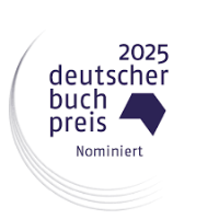 Logo mit Schriftzug in lila '2025 deutscher buch-preis Nominiert'