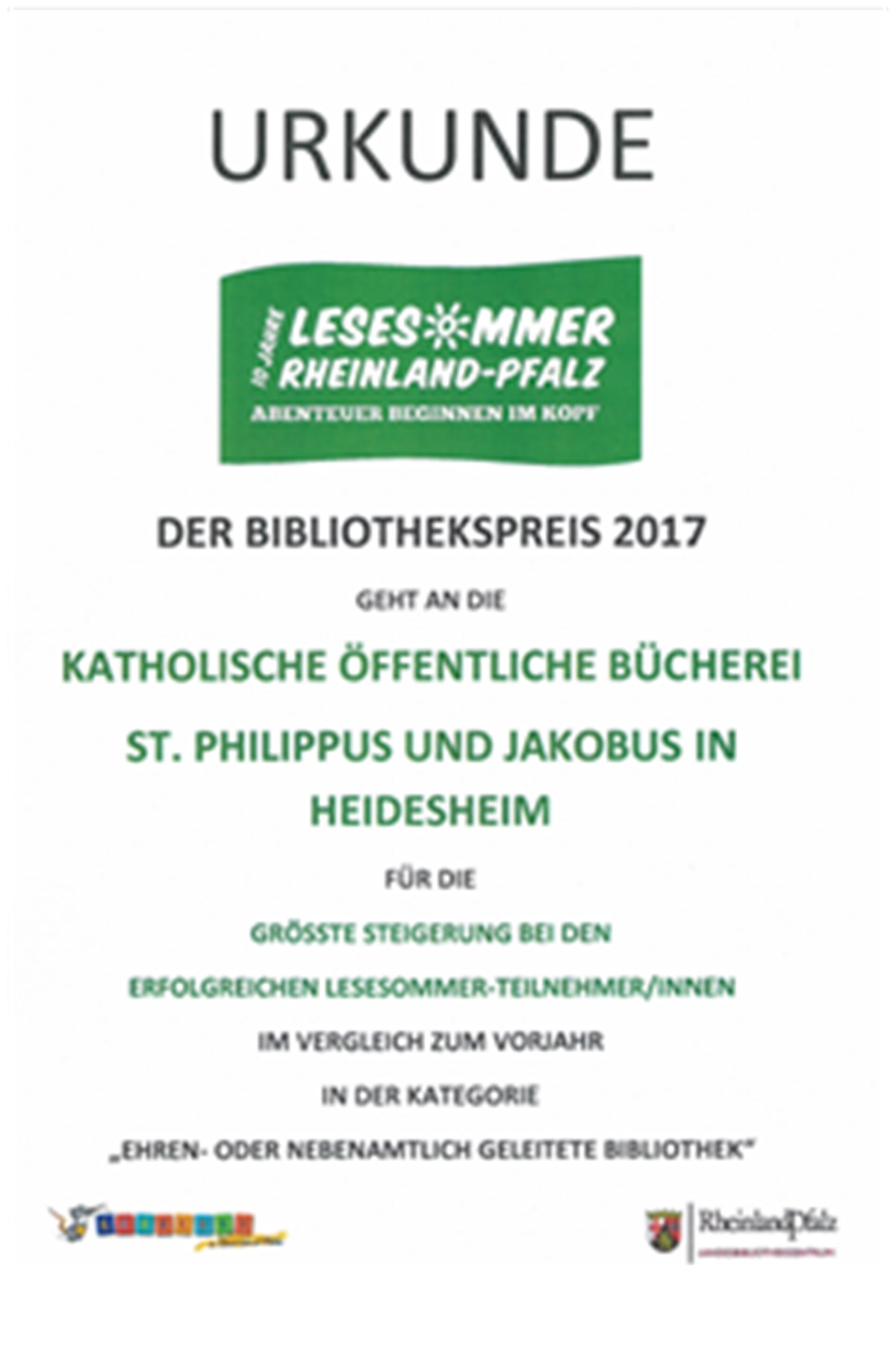 Bibliothekspreis 2017 (c) Lesesommer/ Landesbibliothek Neustadt