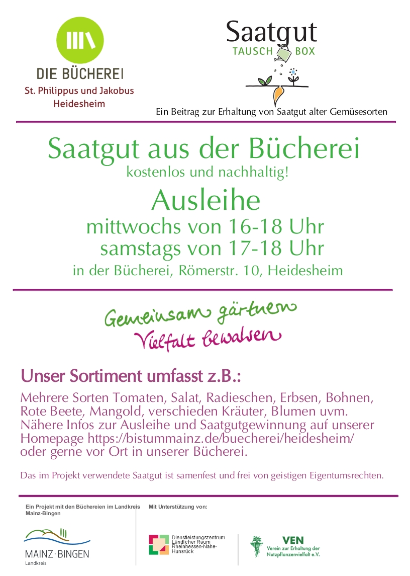 Plakat_Saatgutbibliothek_2023 (c) Steffi Müller, KÖB Heidesheim