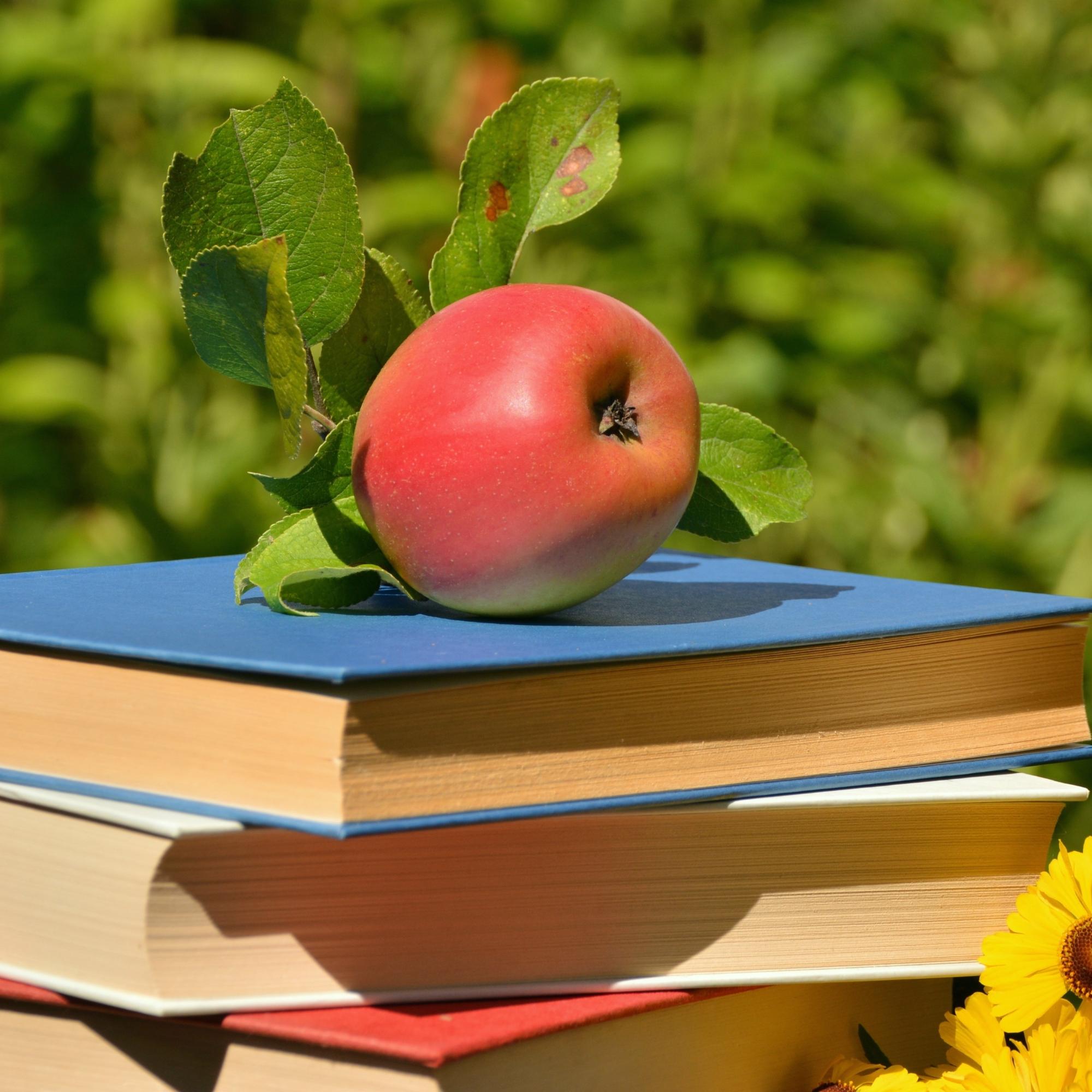 Bücher-Apfel-Blumen