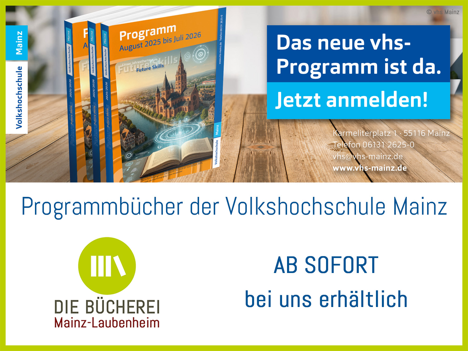 Im Regal gleich rechts neben dem Eingang (c) Volkshochschule Mainz