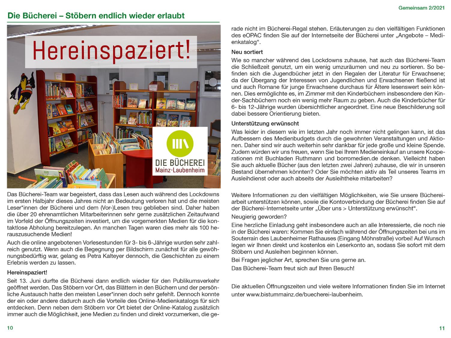 Wir wünschen viel Spaß beim Lesen! (c) Katholische Pfarrgemeinde Mainz-Laubenheim