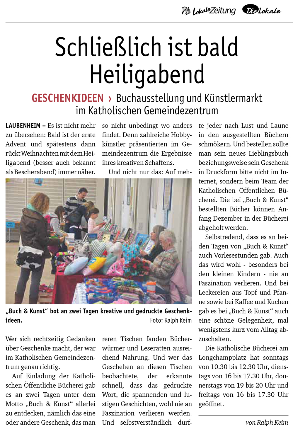 Lokale_Zeitung_201912_Buchausstellung_Laubenheim (c) Medien Verlag Reiser GmbH