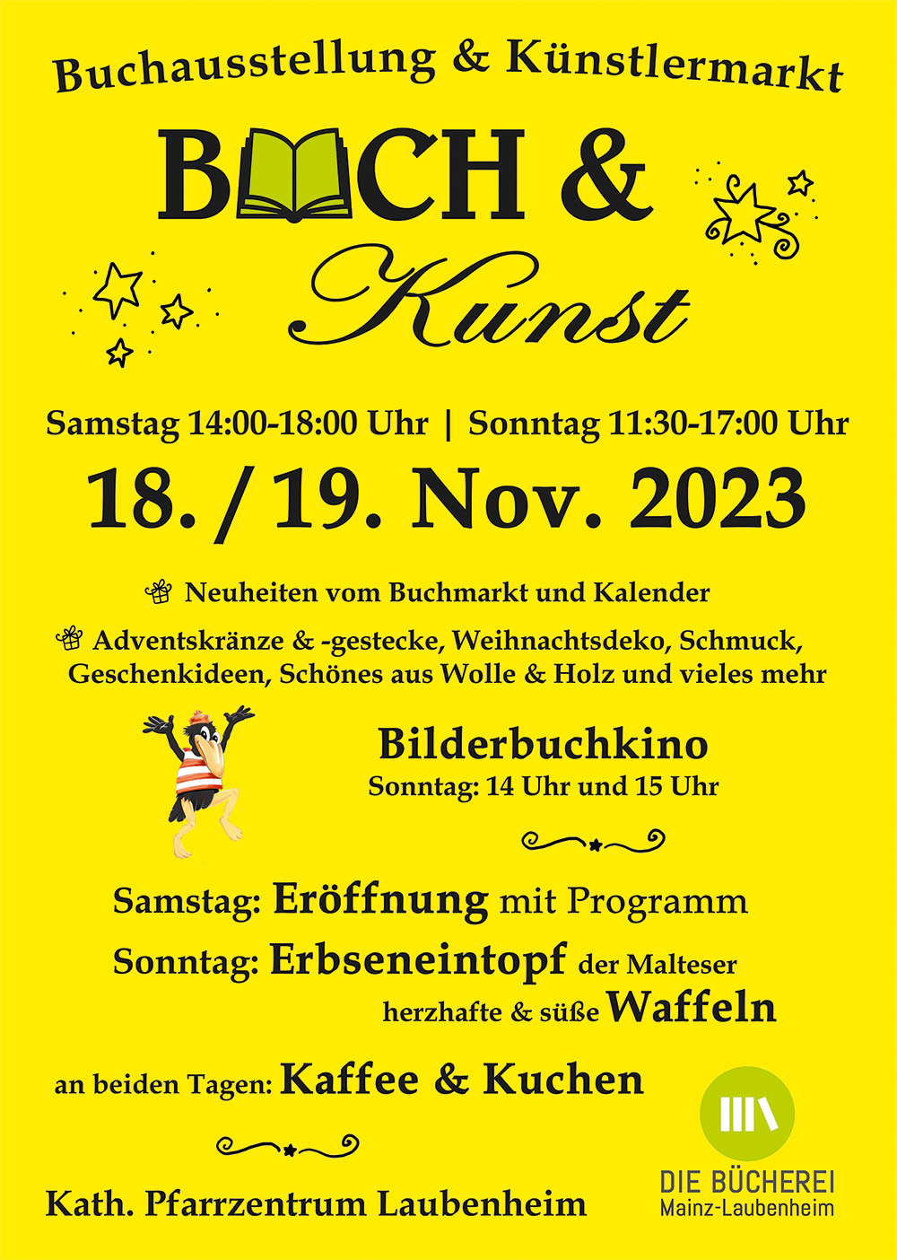 Plakat-Buchausstellung-2023-Buecherei-Mainz-Laubenheim-rgb (c) Die Bücherei Mainz-Laubenheim