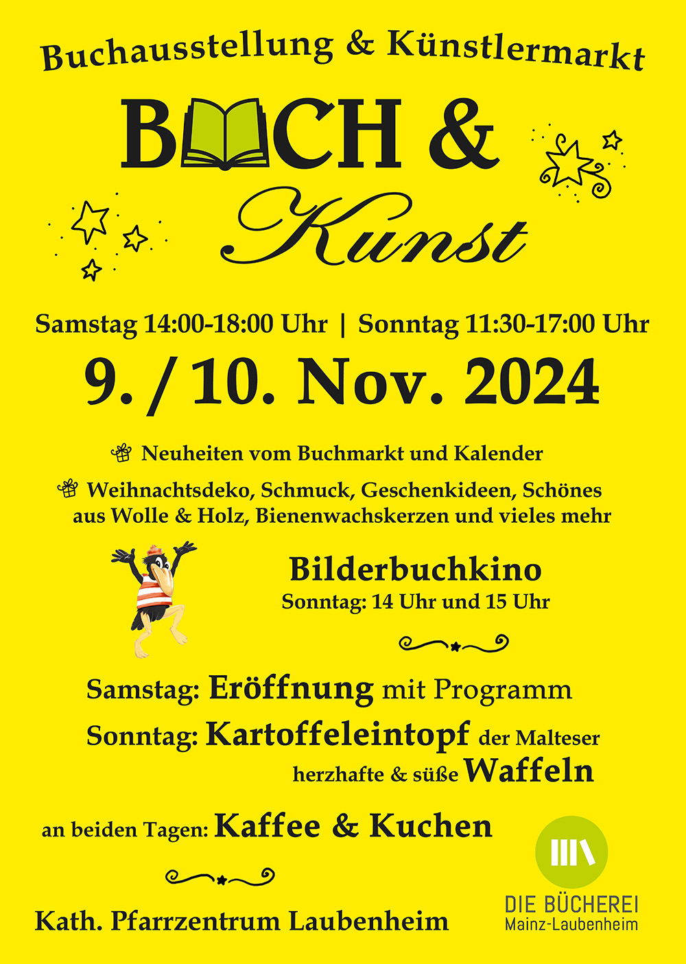 Plakat-Buchausstellung-2024-Buecherei-Mainz-Laubenheim (c) Die Bücherei Mainz-Laubenheim