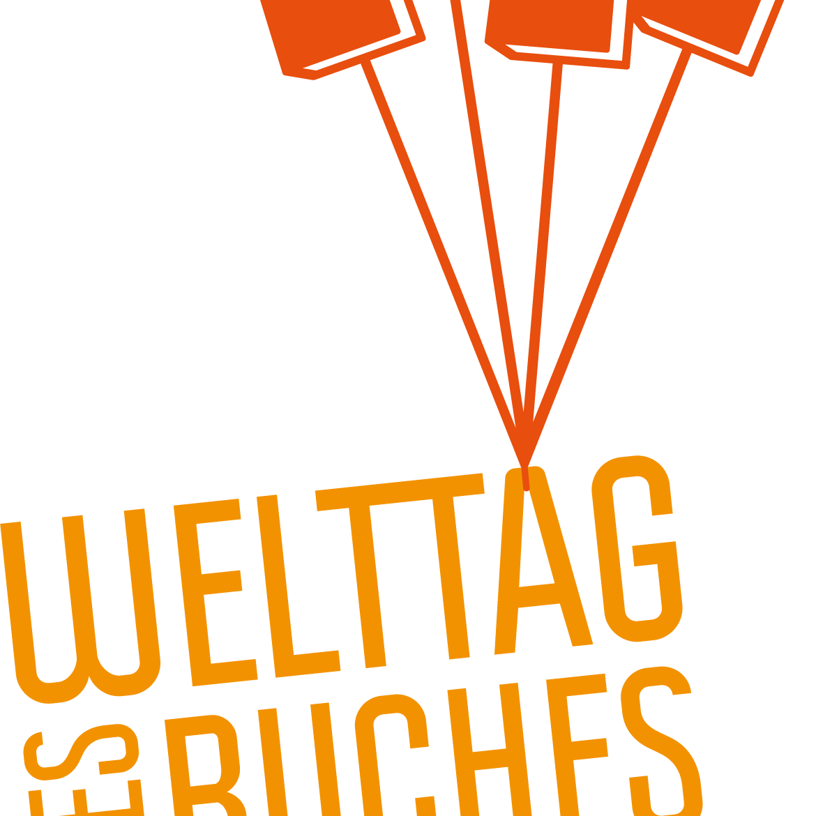 Schriftzug Welttag des Buches, der von symbolischen Ballons getragen wird