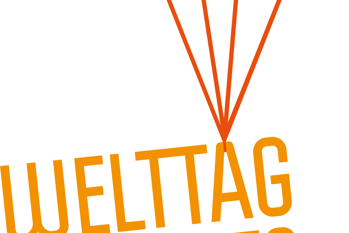 Schriftzug Welttag des Buches, der von symbolischen Ballons getragen wird