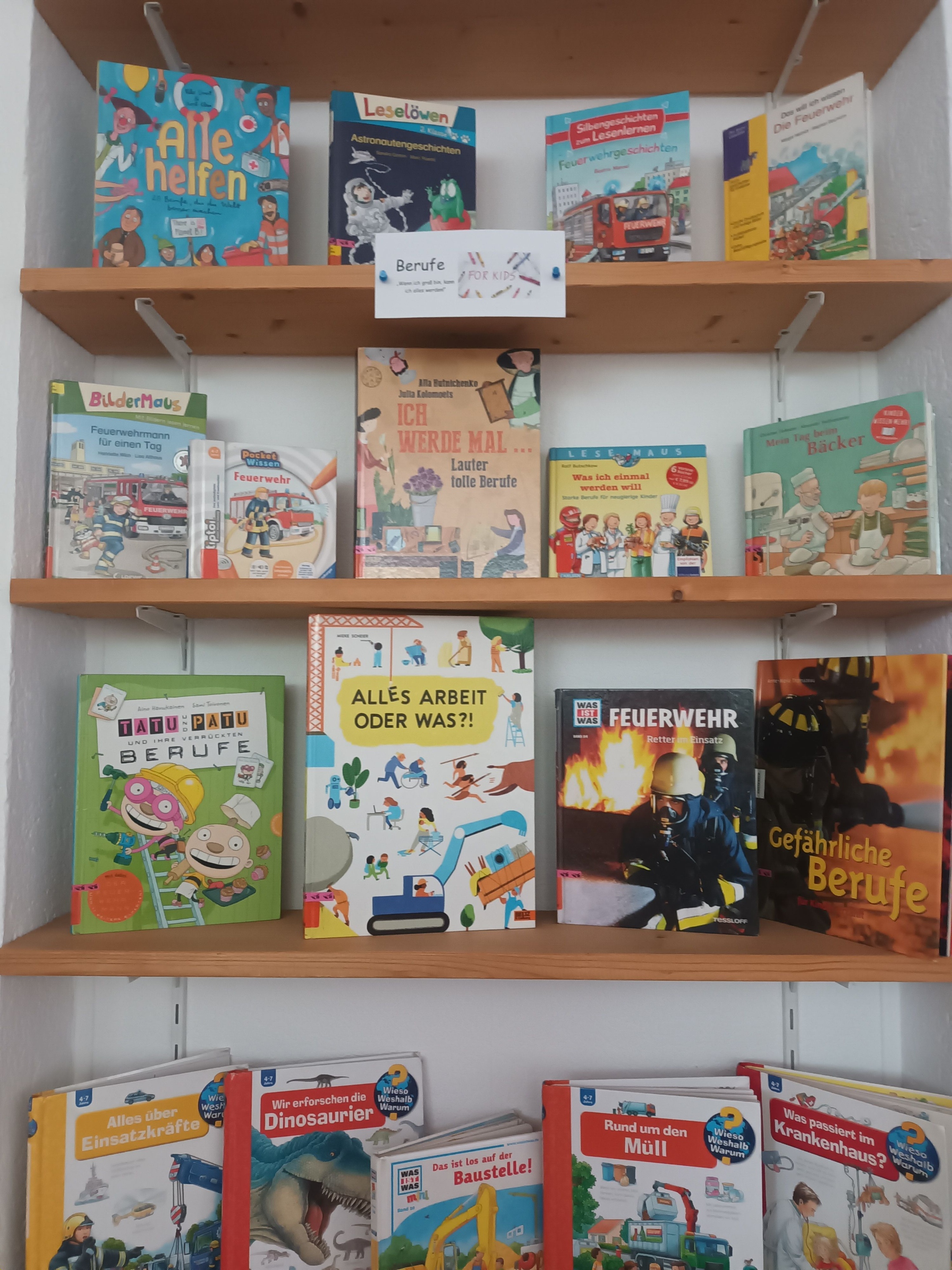 Regal mit mehreren Büchern zum Thema Berufe