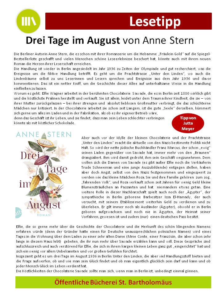 Buchempfehlung_DreiTageimAugust (c) Gabi Fries