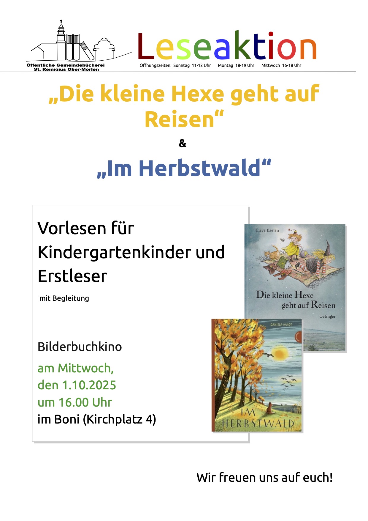 Leseaktion 1.10.2025 Plakat (c) Bücherei Team