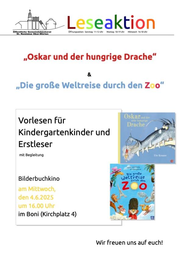 Leseaktion 4.6.2025 Plakat (c) Bücherei-Team