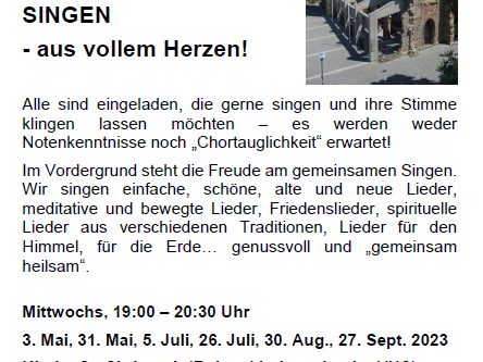 ab 31. Mai 3023: SINGEN - aus vollem Herzen (c) Cityseelsorge Mainz