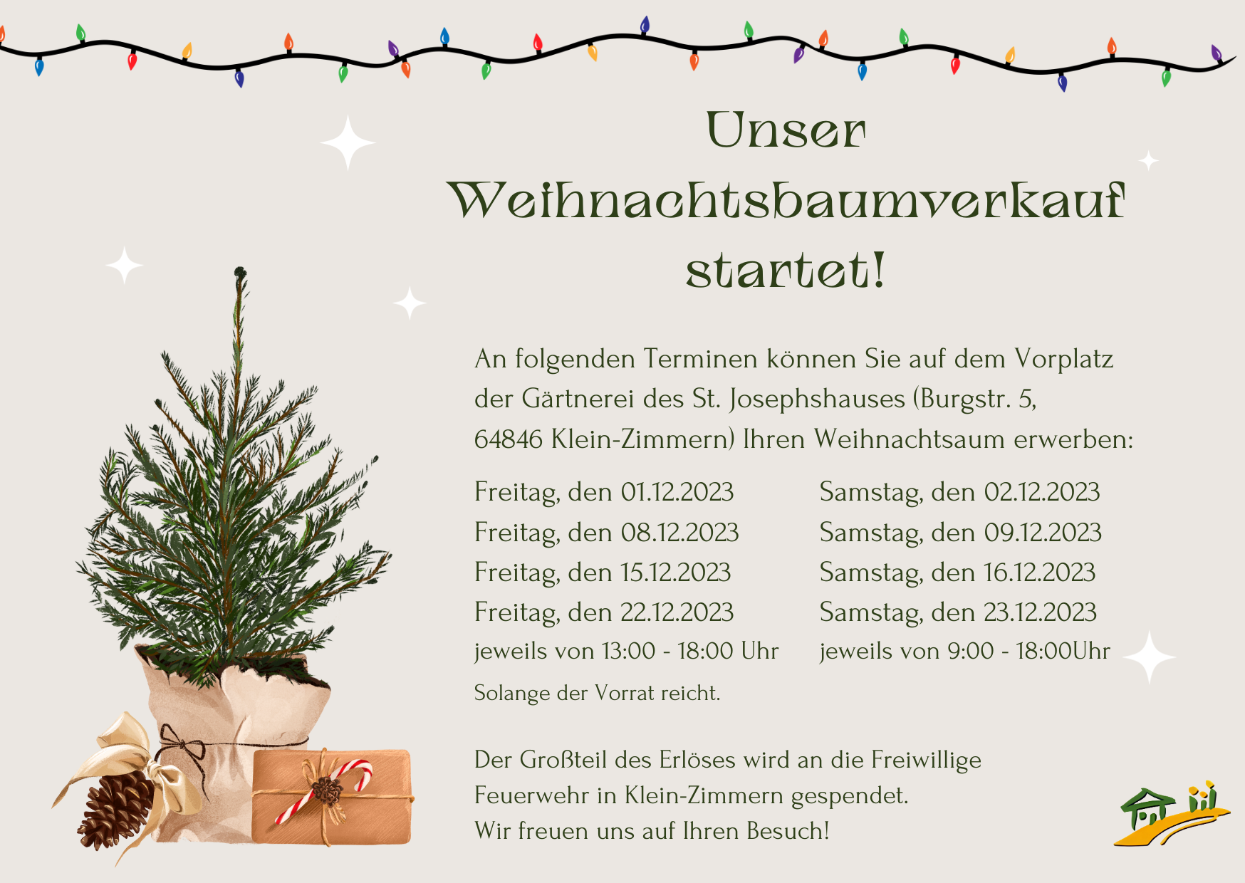 Unser Weihnachtsbaumverkauf startet!