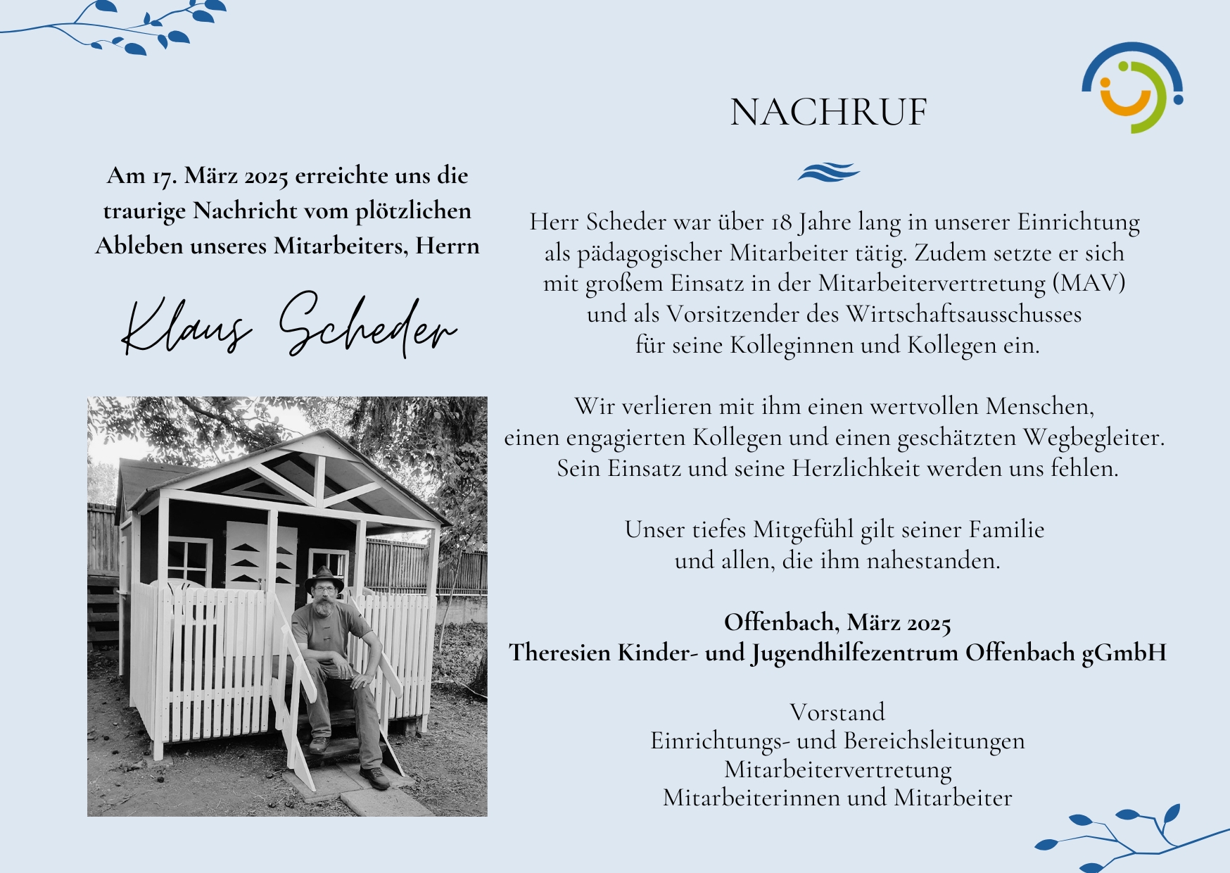 Nachruf Klaus Scheder