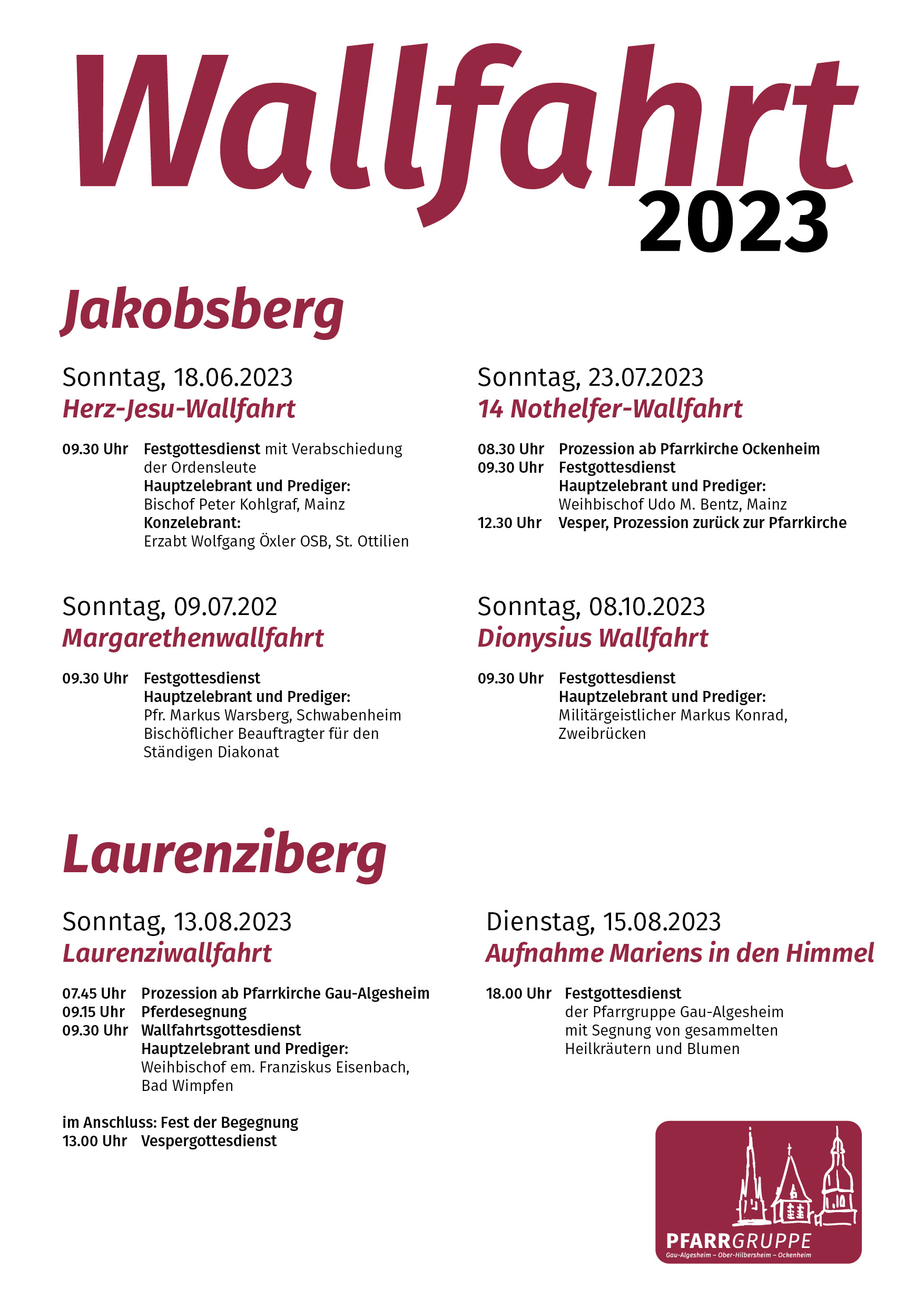 Plakat Wallfahrt_2023 (c) Kloster Jakobsberg
