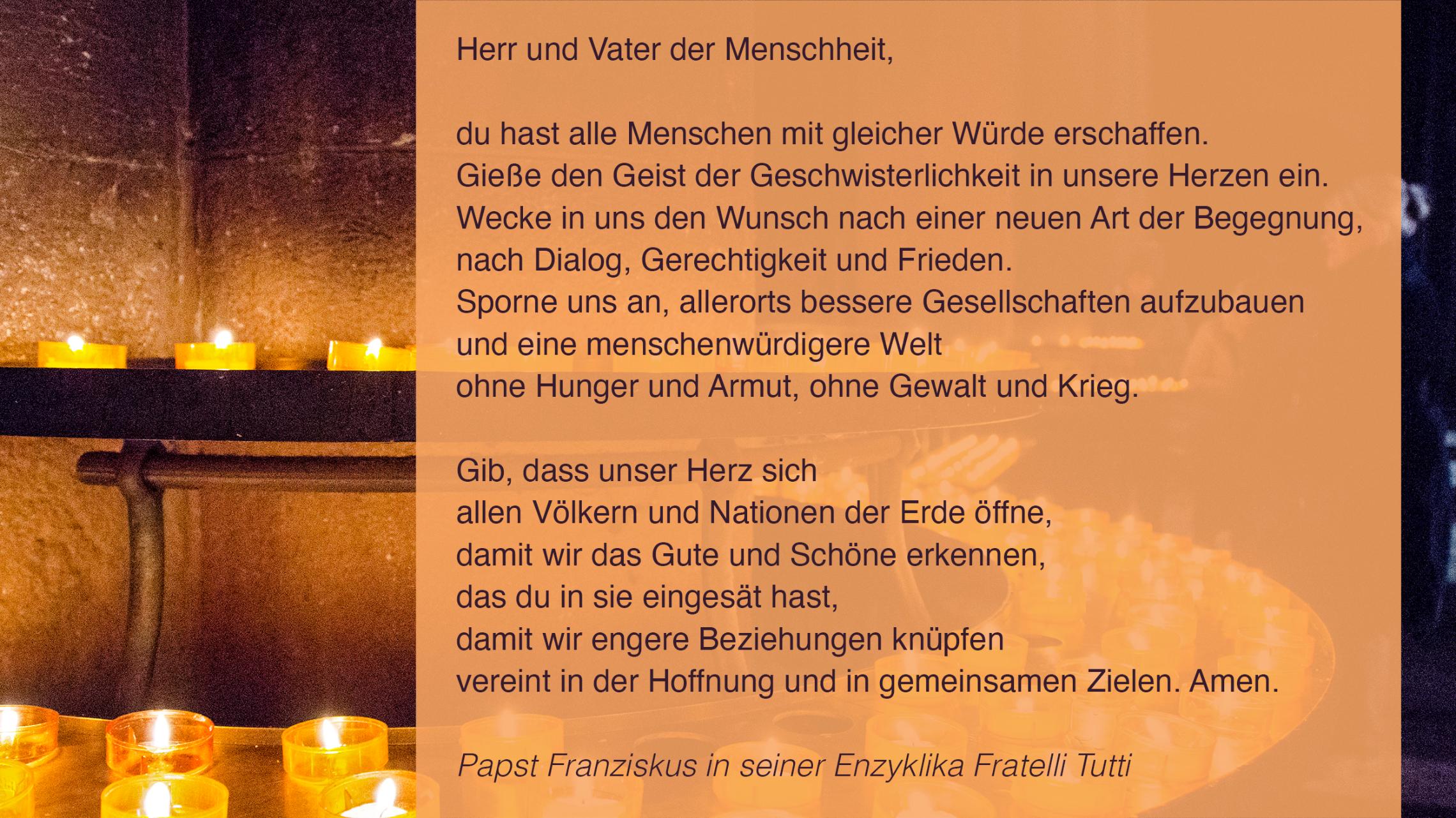 Texttafel Friedensgebet (c) Bistum Mainz